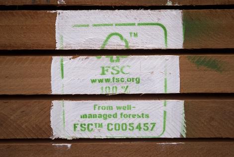 FSC logo on wood